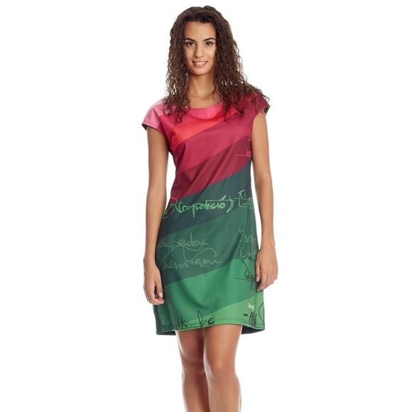 DESIGUAL Tra La Multicolored Abstract Art to Wear Cap Sleeve Mini Dress Sz: XS - Picture 1 of 16